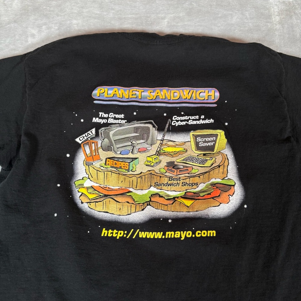Vintage Planet Sandwich Mayonnaise Promo T Shirt Mens L Slim Fit Single Stitch - Picture 1 of 8